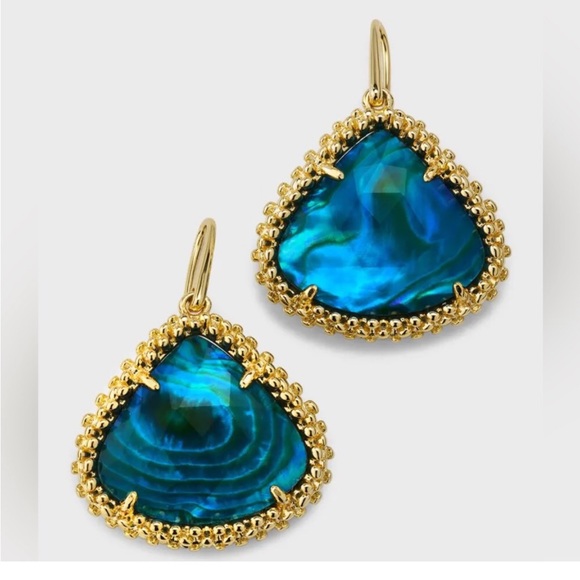 Kendra Scott Kendall framed large teal abalone earrings - Picture 4 of 9